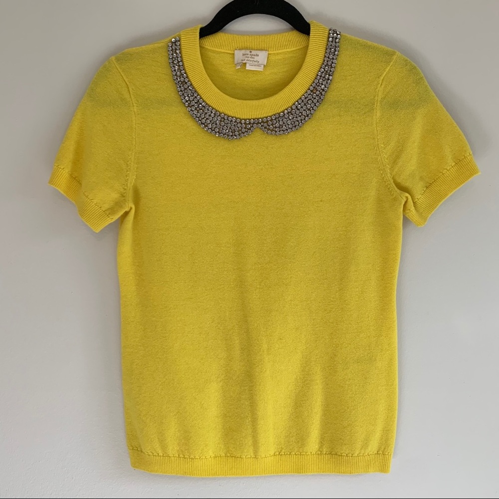 Kate Spade Rhinestone Collar Wool Cashmere Sweater